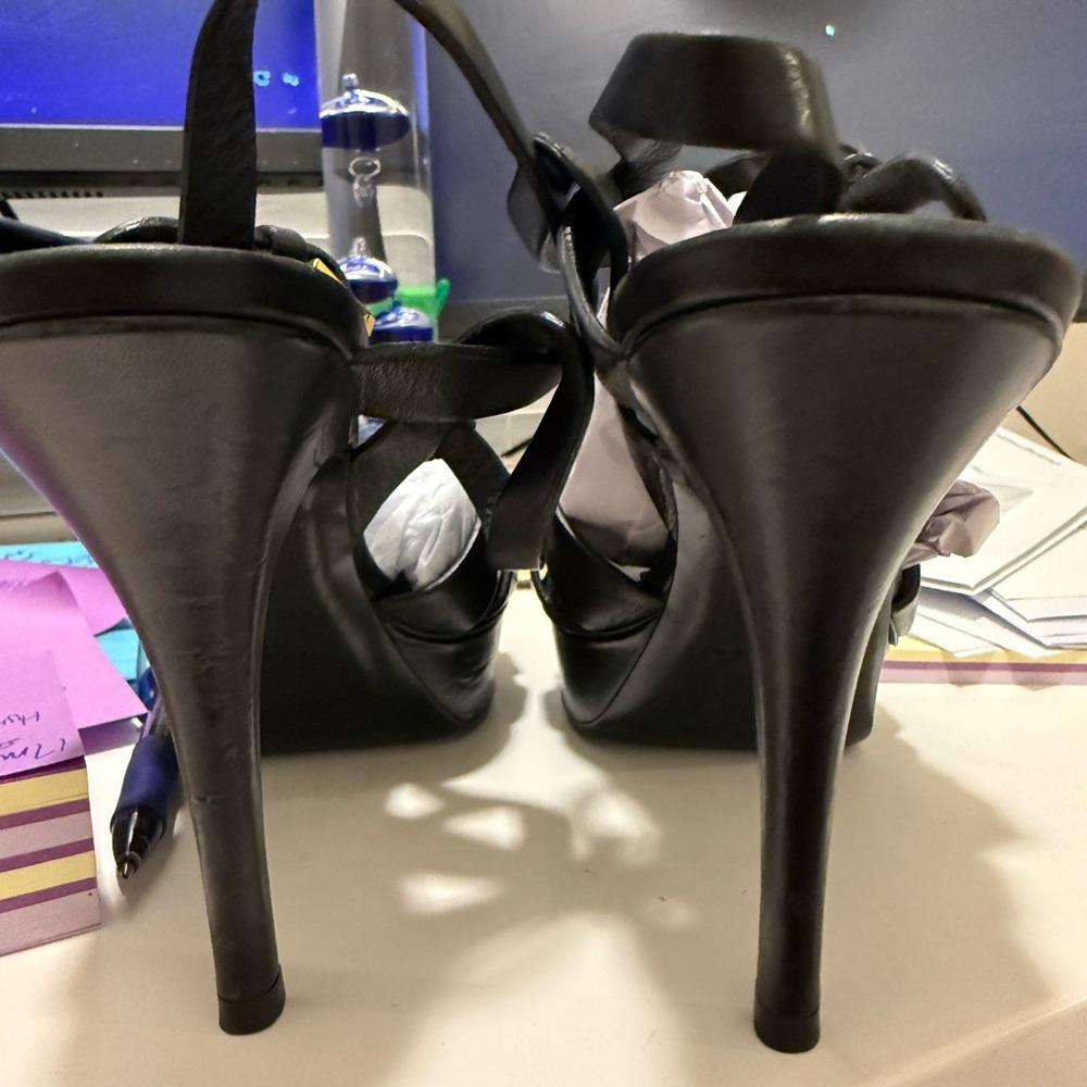 Saint Laurent Black Strappy Heels - Picture 10 of 12